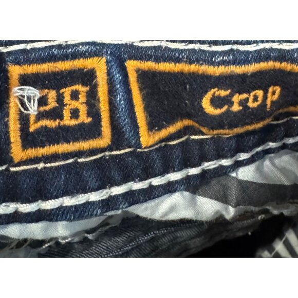 Rock Revival Arisa Crop Womens Denim Jeans Size 28 Distressed Blue Embellished S - Picture 5 of 9